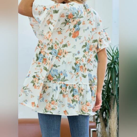 Anthropologie Doe & Rae NEW Floral Baby Doll Ruffled Kimono Cardigan S - Picture 6 of 8